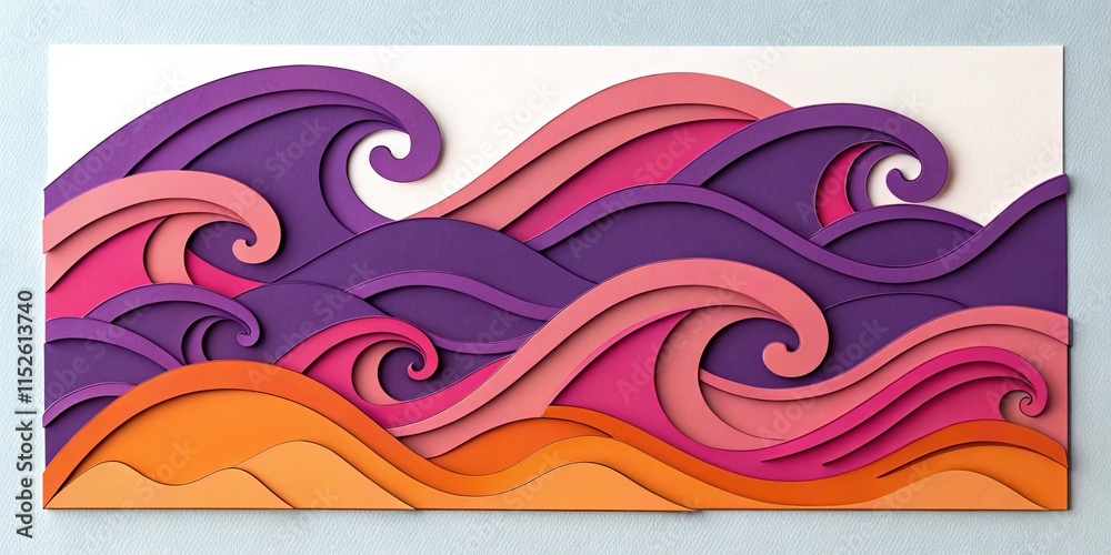 Poster a colorful wave pattern made of paper