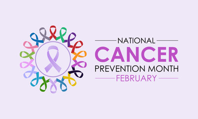 Vector illustration on the theme of National Cancer Prevention month observed each year during February. Design for banner, cards, prints, social media, poster, flyer and background design template.