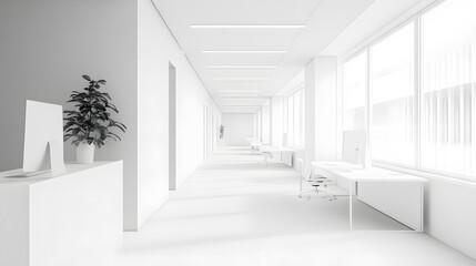 Obraz premium Modern White Minimalist Office Space