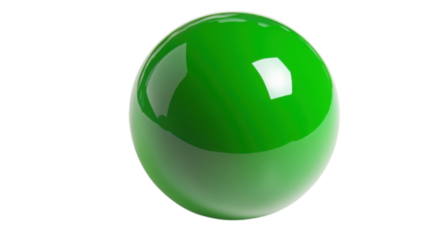 Green billiard ball, transparent background