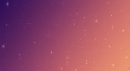 Fototapeta premium Cosmic Dawn: A dreamy gradient background in shades of purple and orange, subtly speckled with twinkling stars, evokes a sense of wonder and tranquility. Perfect for designs needing a celestial touch.
