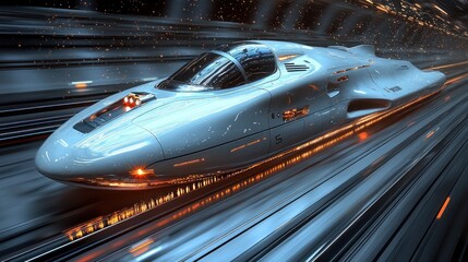 Fototapeta premium Futuristic High-Speed Train: A Vision of Tomorrow's Transportation