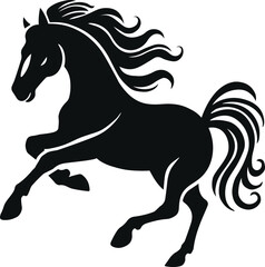 Horse galloping Design Silhouette Vector Art Illustration On A White Background