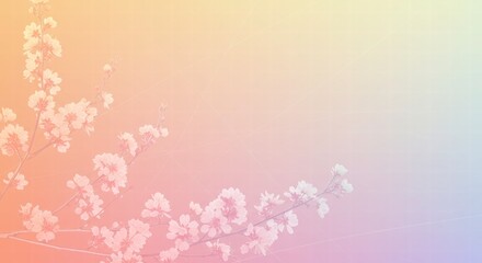 Pastel Dream: Delicate cherry blossoms in soft pastel hues, a gentle gradient background evokes serenity and springtime. Perfect for branding, websites, or social media. 