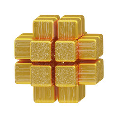 3D Glitter Abstract Yellow Modular Blocks