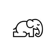 Happy sleepy elephant bowing vector transparent background or grasslands wild jungle mammal animal pachyderm