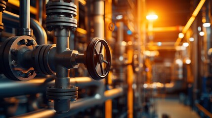 Fototapeta premium Detailed Close-Up View of Valve in Industrial Pipeline System for Engineering Applications