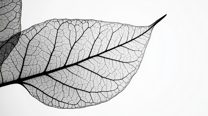 Obraz premium A delicate, translucent leaf showcasing intricate vein patterns against a light background.