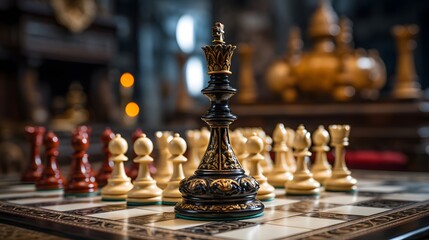 Chessboard Drama: Strategic Gameplay Unfolds as Two Players Compete with Full Concentration.
