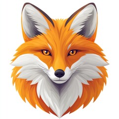 Obraz premium A stylized illustration of a fox's face, showcasing vibrant orange fur and expressive eyes.