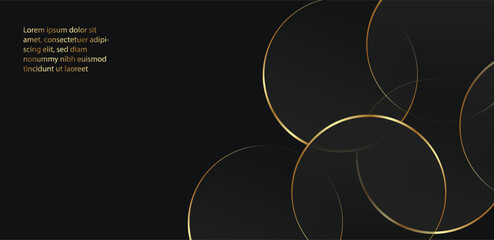 golden lines with effect on black background. modern luxury banner template design. Abstract modern diagonal layer stripes pattern
