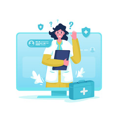 Ask a doctor online vector illustration