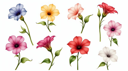 A bouquet of vibrant flowers in full bloom, showcasing a rainbow of colors and delicate details.  Each blossom is unique and captivating.