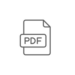 Pdf line icon. Simple outline design style. File, format, download, symbol, banner, button, sign concept. Vector illustration isolated. Editable stroke Svg.