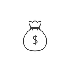 Money bag line icon. Simple outline design style. Dollar, moneybag, cash, million, sack concept. Vector illustration isolated. Svg.