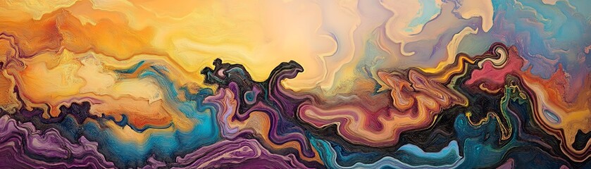 Obraz premium Abstract colorful swirls and fluid forms. Vibrant hues blend in a dynamic, mesmerizing artwork. Perfect for modern interiors and design projects.