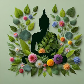 Happy Vesak Day, Buddha Purnima wishes greetings with buddha and lotus illustration. Can be used for poster, banner, logo, background, greetings, print design. abstract vector illustration design.
