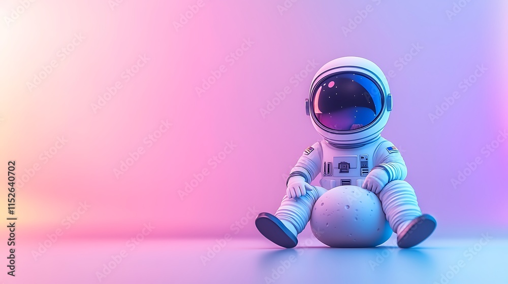 Aufkleber astronaut sitting on moon rock in cosmic setting