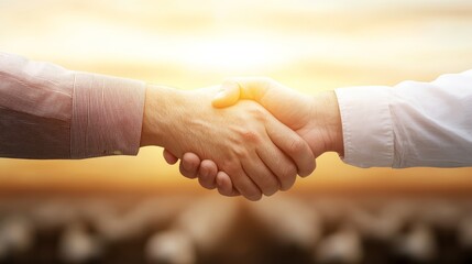 Two hands shaking in a business meeting