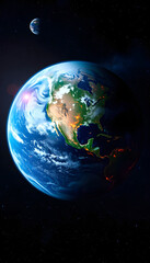 Naklejka premium Planet earth from the space. Some elements of this image furnish, Colored gel lighting, with white tones