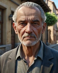 Portrait of an old man, cartoon 