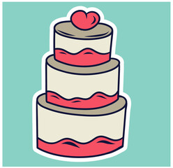 vector hand drawn a wedding cake Illustration