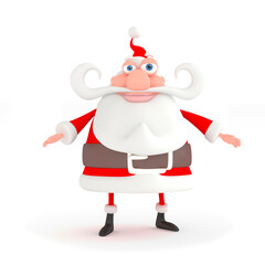 Funny Santa Claus on a white background. Merry Christmas and New Year concept. 3d render
