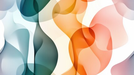 Abstract flowing shapes in vibrant orange, teal, and white tones