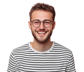 Fototapeta premium High-Quality PNG Positive young Caucasian male with pleasant friendly smile Isolated on White Background – High Resolution