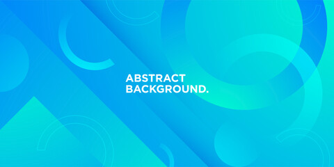 Abstract 3d bright blue and green gradient illustration background with simple overlap square and circle shape pattern. Cool design. Eps10 vector