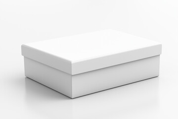 Fototapeta premium Blank white rectangular box with lid, isolated on white background.