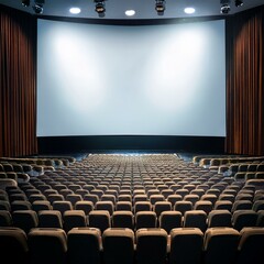 Fototapeta premium Blank cinema screen - Empty cinema auditorium with screen