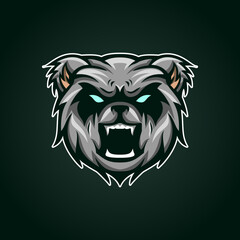 Fierce Bear Mascot Illustration with Glowing Eyes