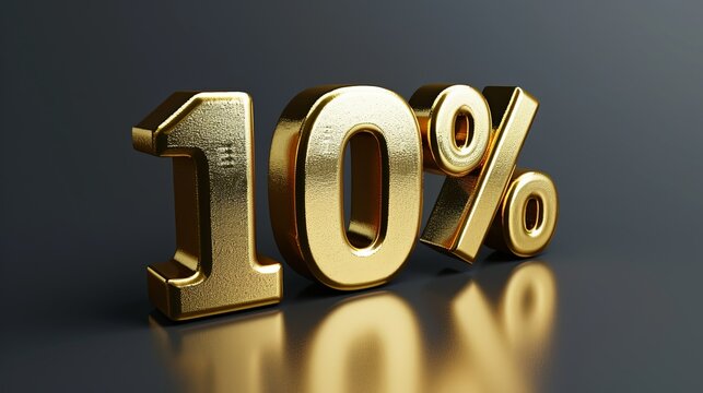 Ten Percent Off Gold Discount Sale Sign