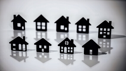 Fototapeta premium 不動産ビジネスに最適な家や窓を象徴する直感的なホームアイコン.生成AI