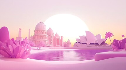 Obraz premium Vibrant YouTube Banner with Stunning Travel Landscape