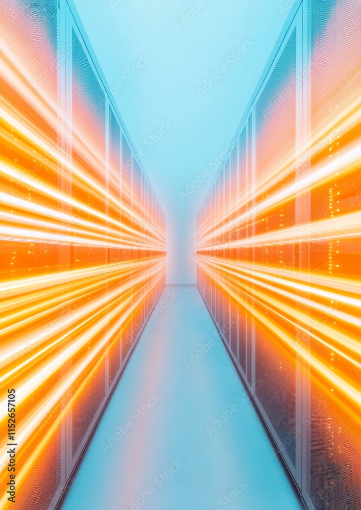 Aufkleber futuristic illuminated server room with glowing data streams