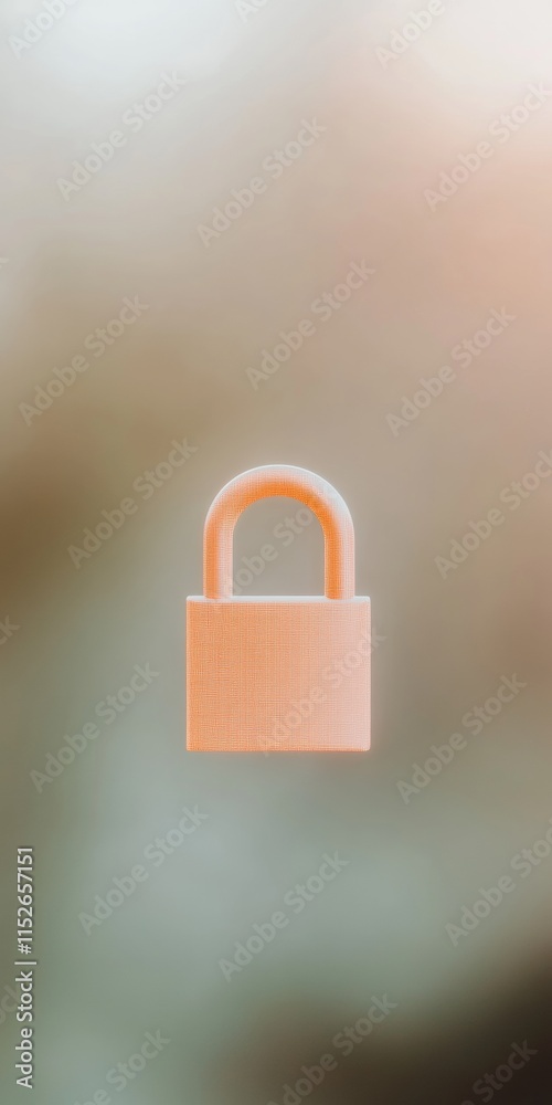 Poster futuristic padlock icon on glowing screen symbolizing cybersecurity