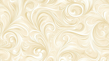 Elegant cream colored seamless pattern with intricate swirls and curves