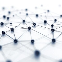 Abstract digital connections and network structure showing black nodes and links on a soft-focused light background for technology and data concepts
