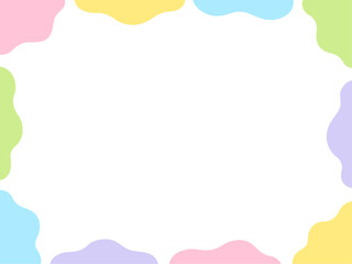 カラフルな不定形の柔らかい形が囲む横フレーム