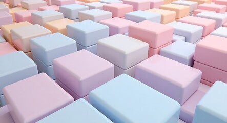 Fototapeta premium Pastel Cube Abstract Background: A Serene Composition of Soft Colors