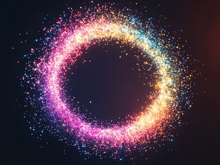 Mesmerizing digital tech circle with radiant colors and sparkling effects