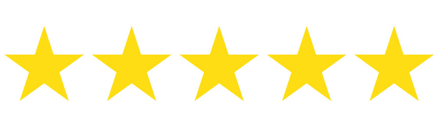 5 Star rating, customer review with gold stars flat vector icons for apps and websites. set of stars isolated on white background. Star icon. Stars in modern simple flat style vector