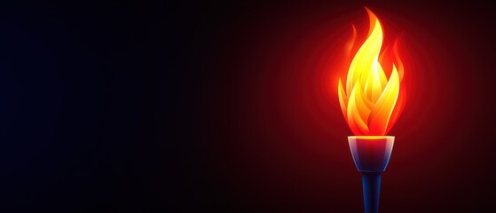 Minimalist patriotic designs for USA concept. Bright flame flickers atop a torch against a dark backdrop, symbolizing light and inspiration.