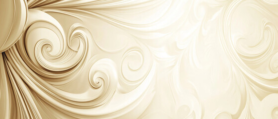 Elegant cream colored design featuring elaborate swirls and curves