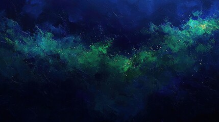Obraz premium Abstract dark blue and green textured background with gold sparkles.