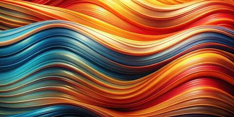 Obraz premium Abstract wavy patterns in warm and cool colors create a dynamic visual flow, abstract, wavy, patterns, warm colors, cool colors