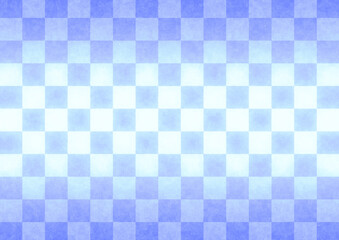 青色の市松模様の屏風	