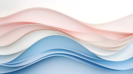 Obraz premium Abstract pastel paper waves, flowing curves, soft colors, layered design, smooth texture, elegant, stylish, gentle, calming, serene background.